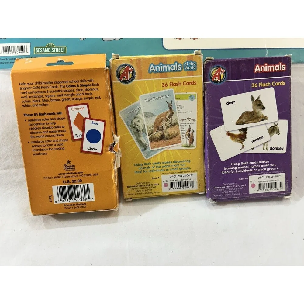 Lot of Educational Flash Cards Colors Animals Shapes Counting Mats Kids Learning